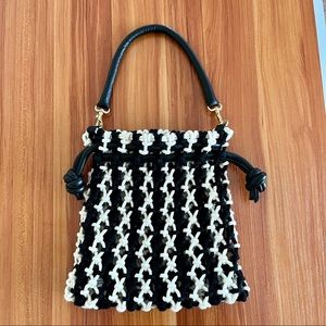 Clare V. Top Handle Sandy Bag Black/Natural